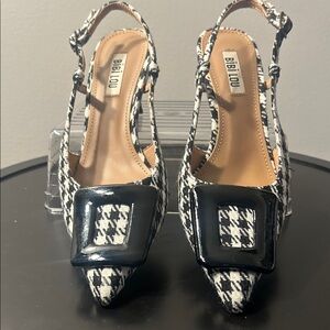 Bibi Lou Houndstooth Slingback Heels